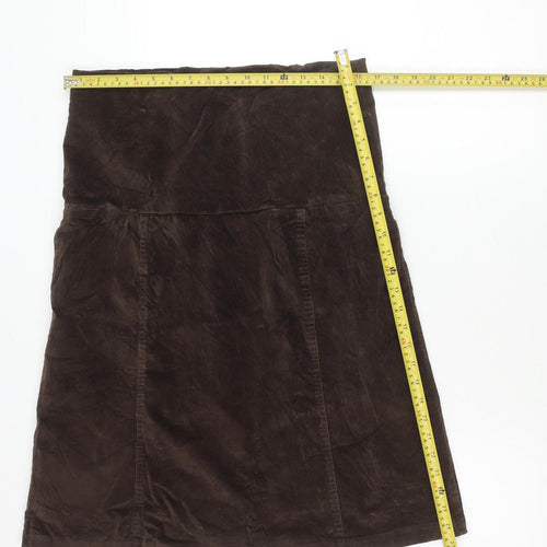Funmum Women Brown L Maternity Knee Length Pencil Skirt Cotton Blend
