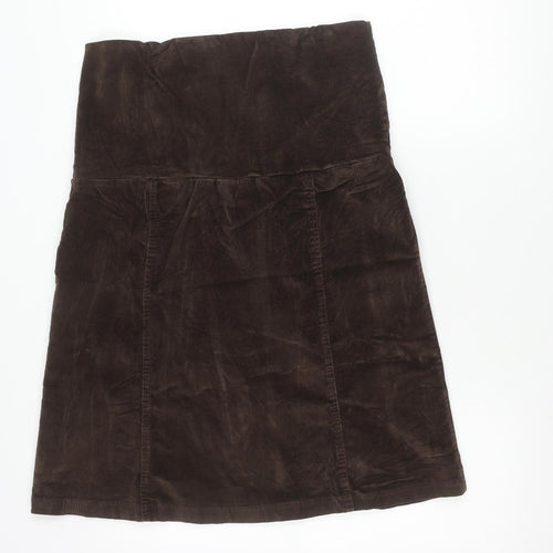 Funmum Women Brown L Maternity Knee Length Pencil Skirt Cotton Blend