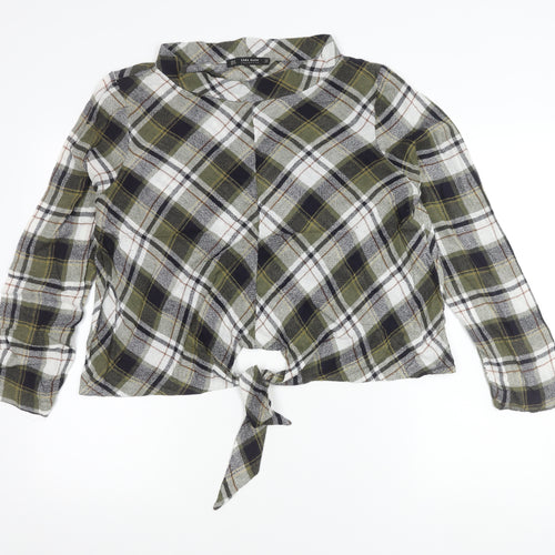 Zara Women’s Multicoloured Plaid Cropped Flannel Shirt XL