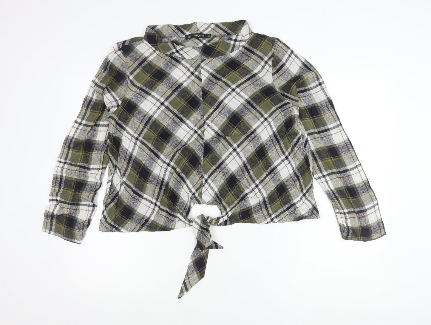 Zara Women’s Multicoloured Plaid Cropped Flannel Shirt XL