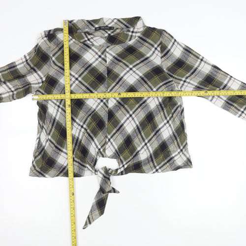 Zara Women’s Multicoloured Plaid Cropped Flannel Shirt XL