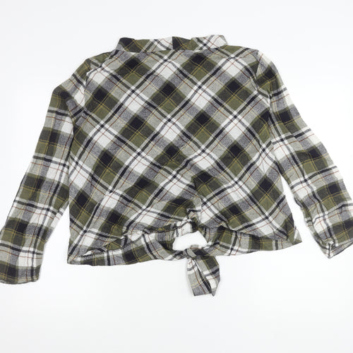 Zara Women’s Multicoloured Plaid Cropped Flannel Shirt XL