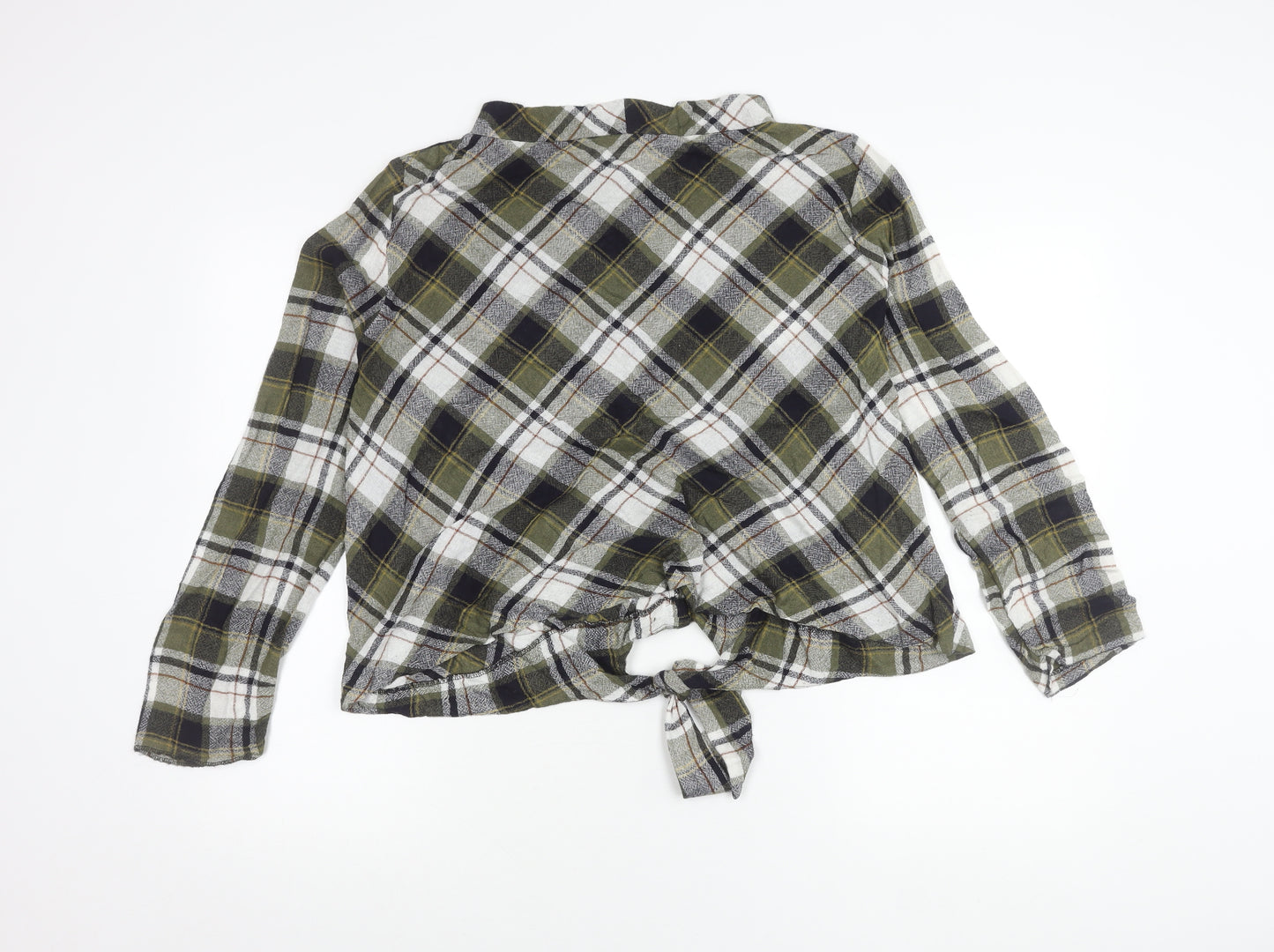 Zara Women’s Multicoloured Plaid Cropped Flannel Shirt XL