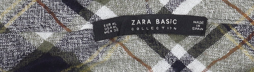 Zara Women’s Multicoloured Plaid Cropped Flannel Shirt XL