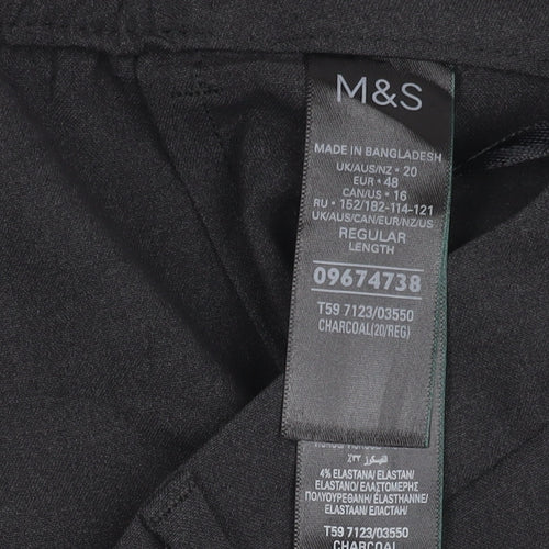 Marks and Spencer Mens Charcoal Grey Regular Fit Dress Pants Size 20