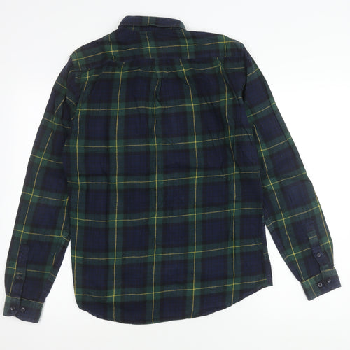 Zara Men’s Blue Green Plaid Button-Up Shirt Size S Relaxed Fit