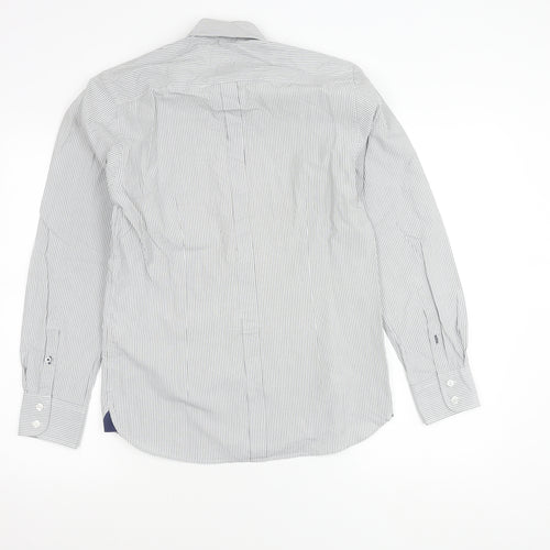 Burton Menswear Men’s Grey Striped Slim Fit Button-Up Shirt S