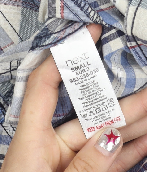 Next Men's Blue Check Short Sleeve Button Up Shirt Size S