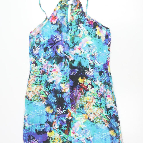 Jimmy Key Womens Multicoloured Floral Linen Slip Dress S