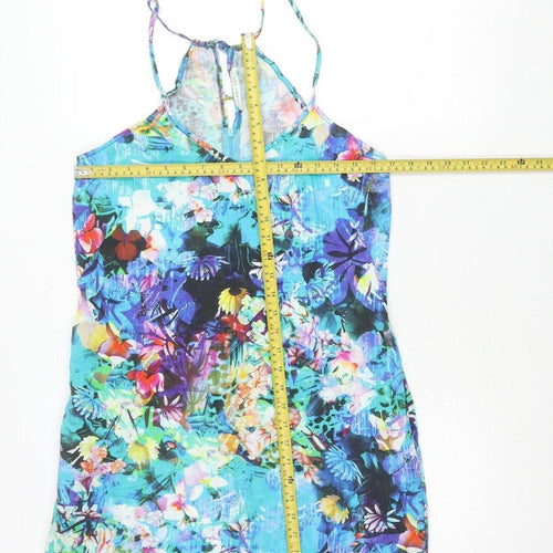Jimmy Key Womens Multicoloured Floral Linen Slip Dress S