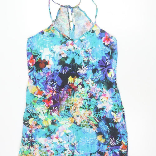Jimmy Key Womens Multicoloured Floral Linen Slip Dress S