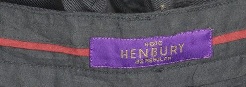 Henbury Men’s Blue 32 Regular Chino Trousers Straight Leg