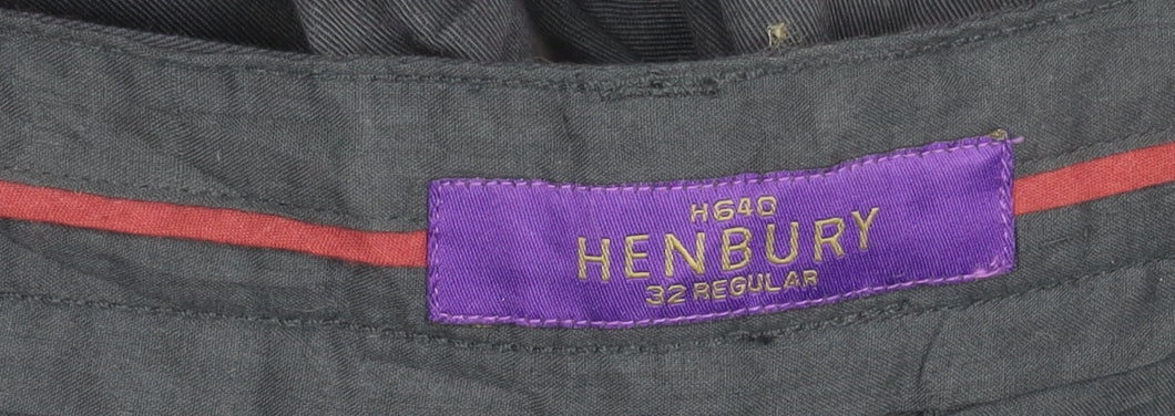Henbury Men’s Blue 32 Regular Chino Trousers Straight Leg