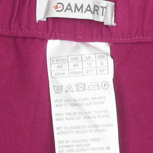 Damart Womens Purple Size 12 Straight Leg Elastic Waist Trousers