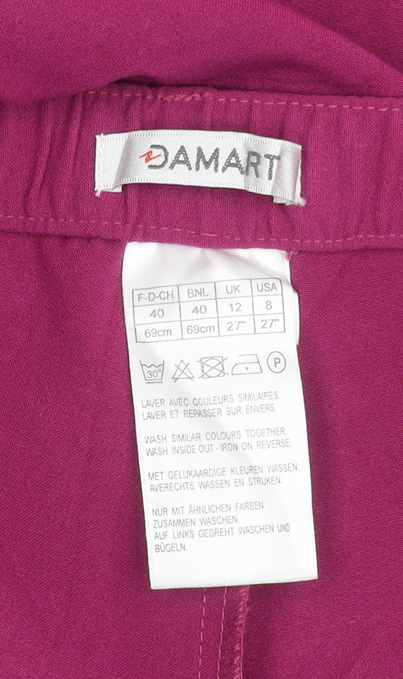 Damart Womens Purple Size 12 Straight Leg Elastic Waist Trousers