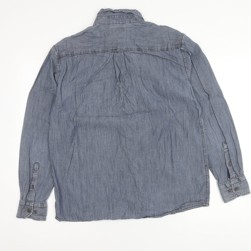 Marks and Spencer Blue Harbour Men's Blue M 38-40" Denim Cotton Button-Up Shirt