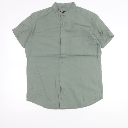Diesel Men's Green M Regular Fit Short Sleeve Cotton Button-Up Shirt