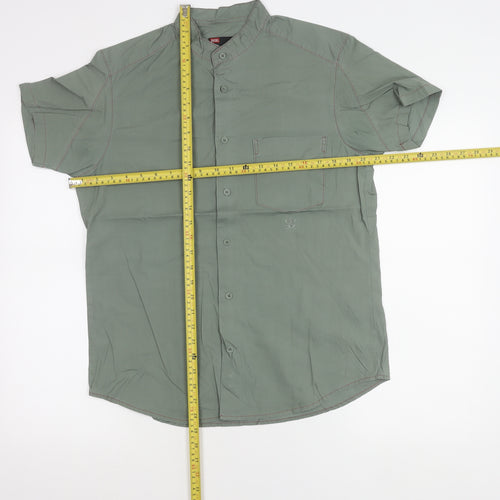 Diesel Men's Green M Regular Fit Short Sleeve Cotton Button-Up Shirt