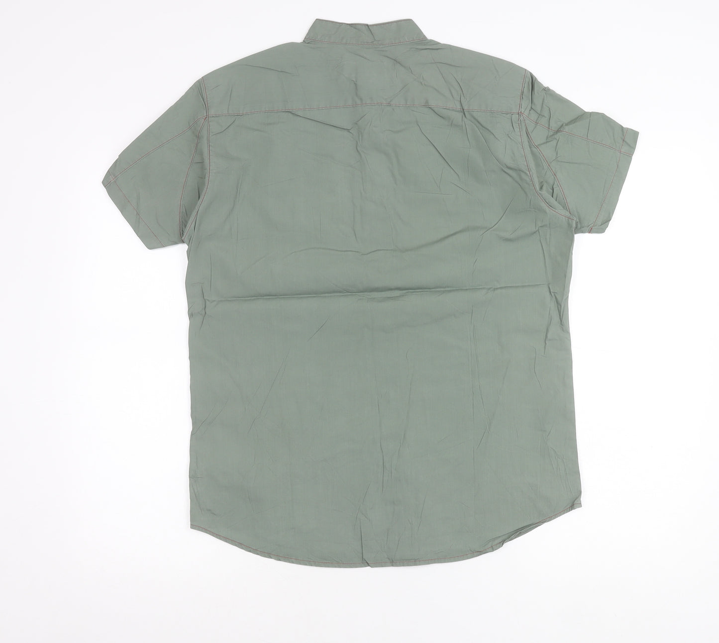 Diesel Men's Green M Regular Fit Short Sleeve Cotton Button-Up Shirt