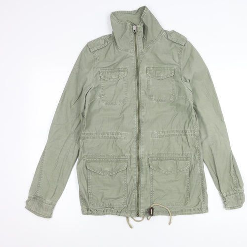 H&M Divided Women’s Green Military Jacket Size 6 Cotton Full Zip