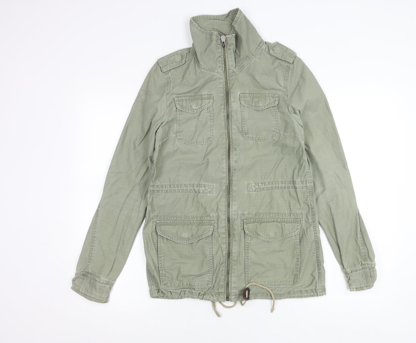H&M Divided Women’s Green Military Jacket Size 6 Cotton Full Zip