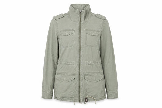 Front view of H&M Divided Women’s Green Military Jacket, size UK 6, Cotton Full Zip