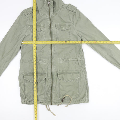 H&M Divided Women’s Green Military Jacket Size 6 Cotton Full Zip