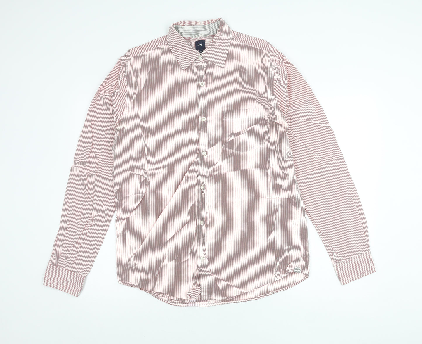 Gap Men’s Red Striped Cotton Button-Up Shirt Size M Regular Fit