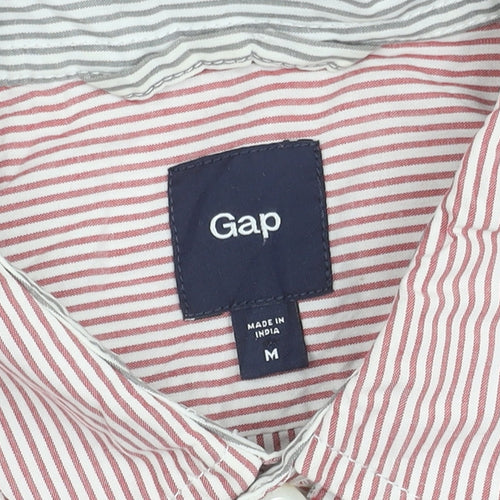 Gap Men’s Red Striped Cotton Button-Up Shirt Size M Regular Fit