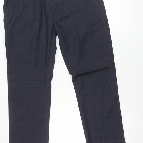 Topman Unisex Adults Blue Wool Blend Dress Trousers Size 34R