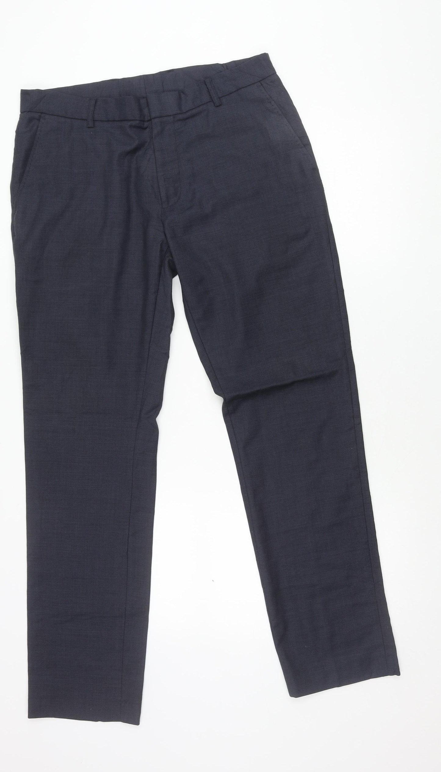 Topman Unisex Adults Blue Wool Blend Dress Trousers Size 34R