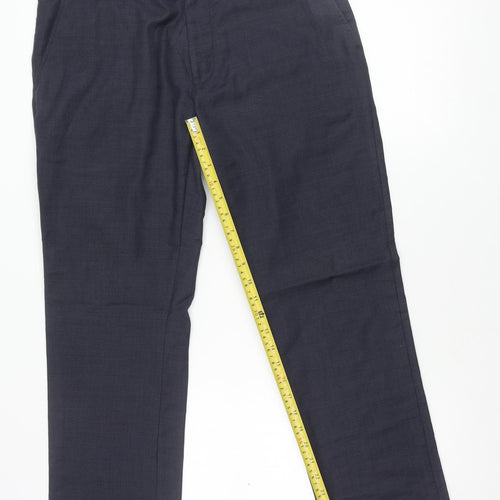 Topman Unisex Adults Blue Wool Blend Dress Trousers Size 34R