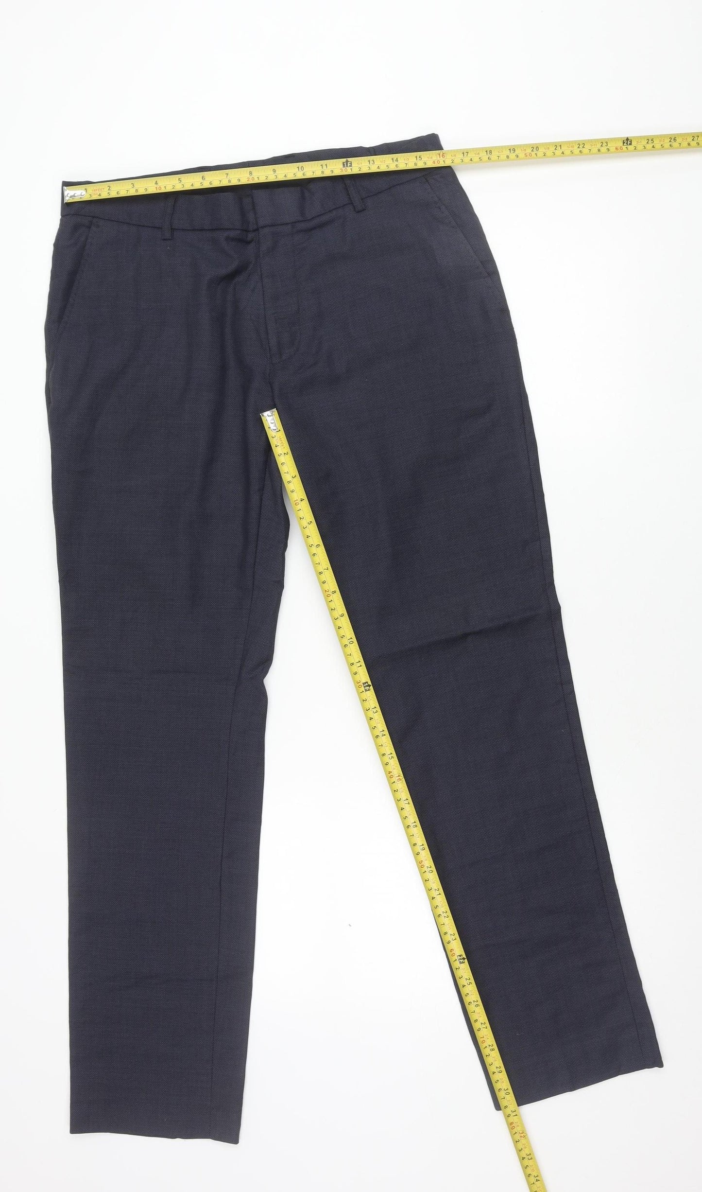 Topman Unisex Adults Blue Wool Blend Dress Trousers Size 34R