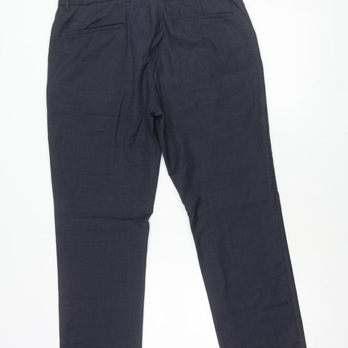 Topman Unisex Adults Blue Wool Blend Dress Trousers Size 34R