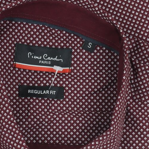 Pierre Cardin Men’s Red Geometric Long Sleeve Regular Fit Shirt S