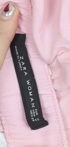 Zara Women Pink Lyocell Chino Trousers Size 12 Relaxed Fit