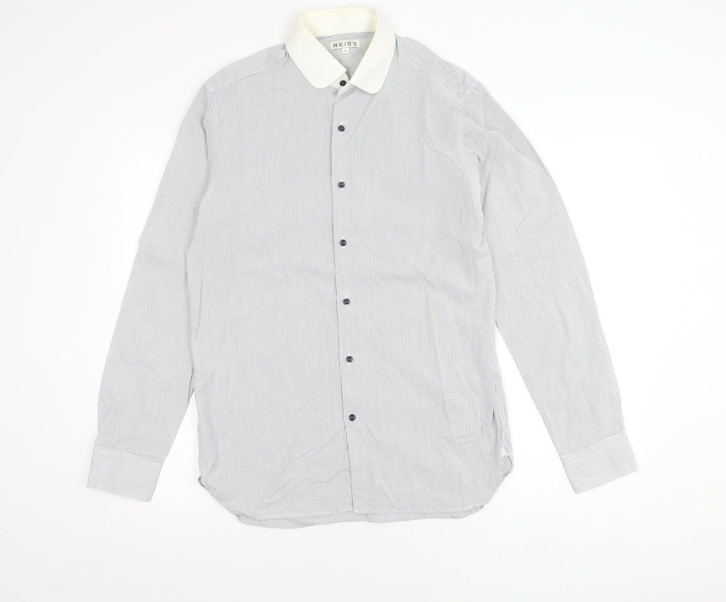 Reiss Men’s White Striped Long Sleeve Button-Up Shirt Size M