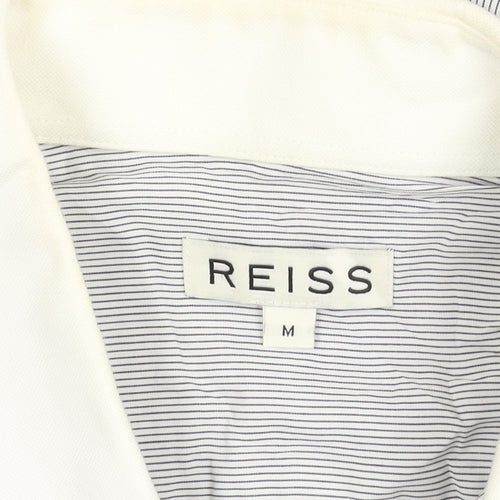 Reiss Men’s White Striped Long Sleeve Button-Up Shirt Size M