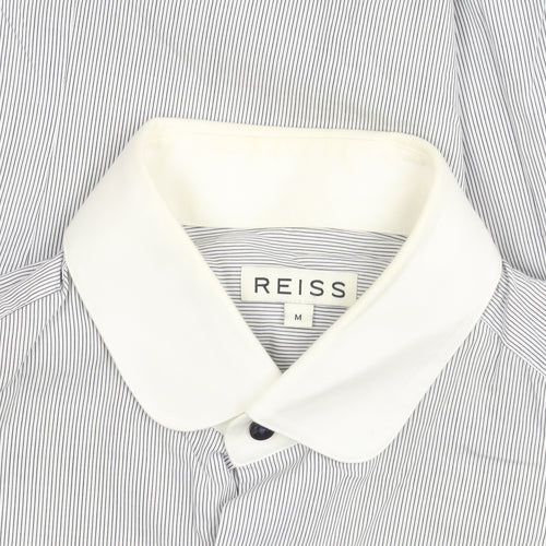 Reiss Men’s White Striped Long Sleeve Button-Up Shirt Size M