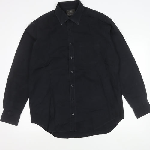 Marks and Spencer Men’s Black Regular Fit 16.5 Long Sleeve Cotton Shirt