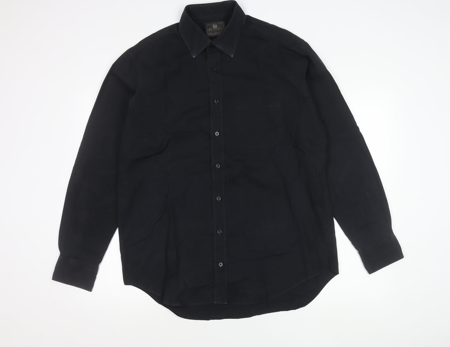 Marks and Spencer Men’s Black Regular Fit 16.5 Long Sleeve Cotton Shirt