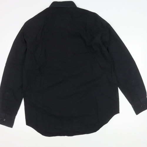 Marks and Spencer Men’s Black Regular Fit 16.5 Long Sleeve Cotton Shirt