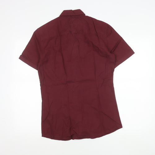 Topman Men’s Red Slim Fit Short Sleeve Button Down Polo Shirt Size S