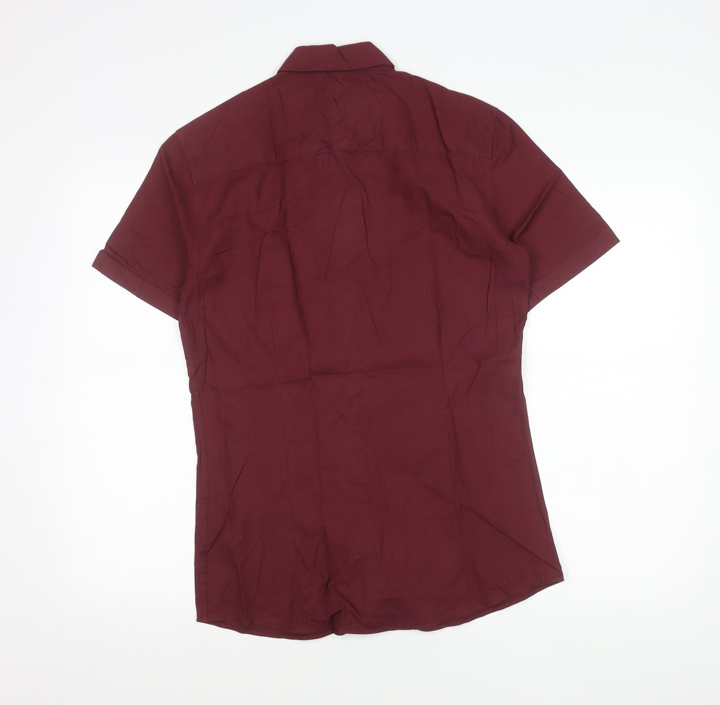 Topman Men’s Red Slim Fit Short Sleeve Button Down Polo Shirt Size S