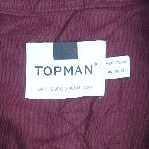 Topman Men’s Red Slim Fit Short Sleeve Button Down Polo Shirt Size S