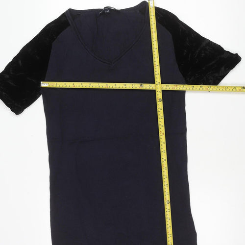 French Connection Womens Black Size 8 Viscose V-Neck Short Sleeve T-Shirt