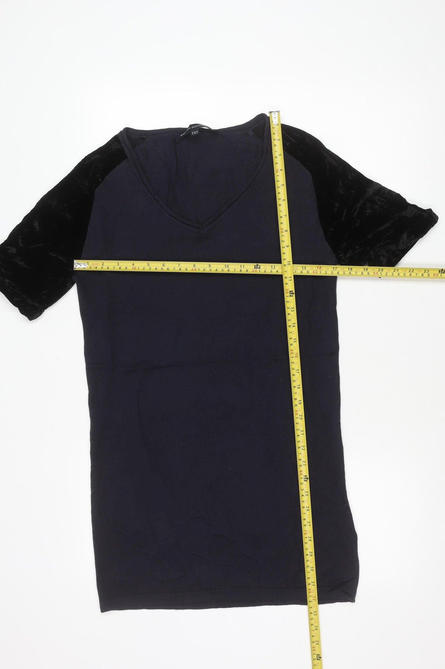 French Connection Womens Black Size 8 Viscose V-Neck Short Sleeve T-Shirt