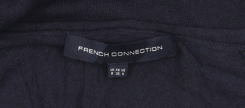 French Connection Womens Black Size 8 Viscose V-Neck Short Sleeve T-Shirt
