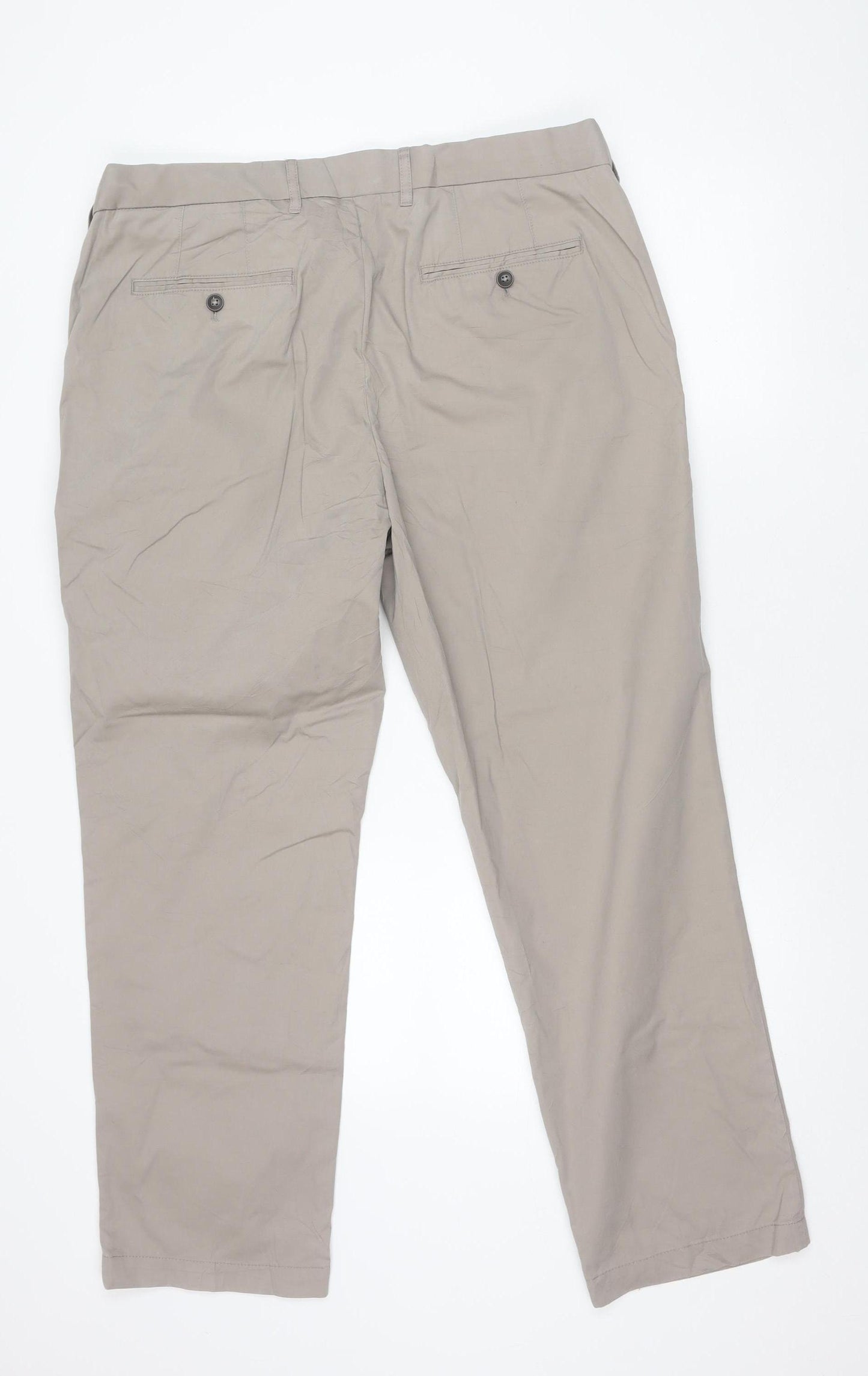 Marks and Spencer Blue Harbour Beige Chino Trousers Unisex Adults Size 20 Regular Straight Leg