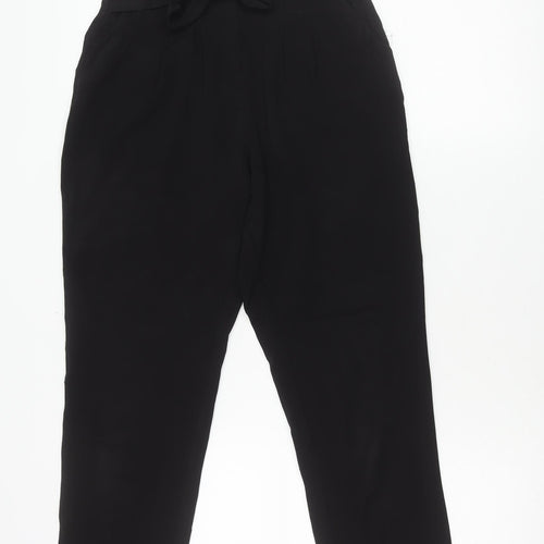 Lipsy Women’s Black Size 8 Paperbag Trousers with Belted Tie Waist